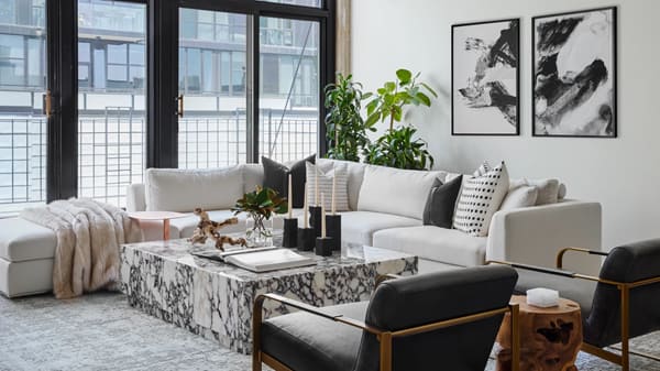 Modern-stylish-living-room-with-marble-coffee-table